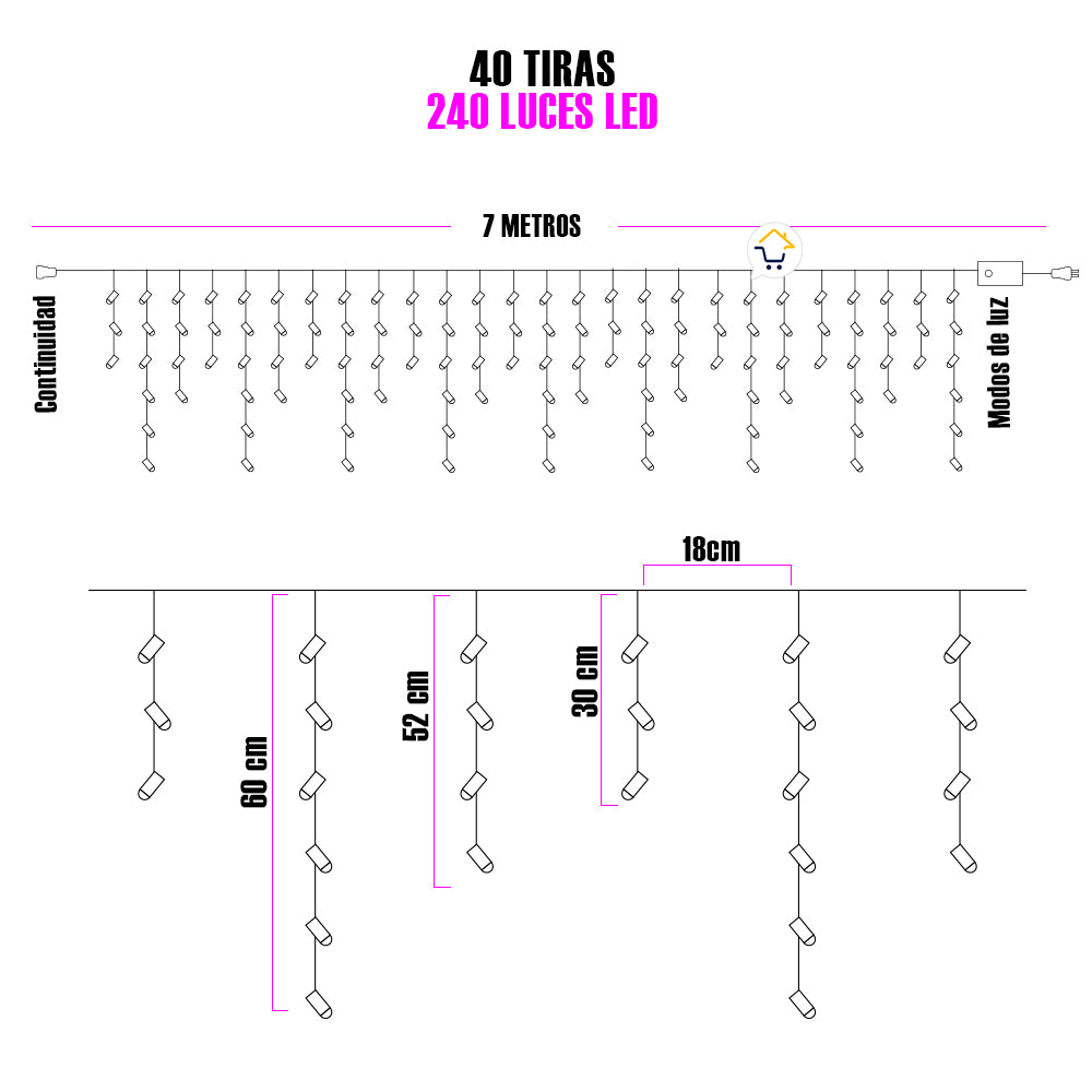Cortina Intercalada 7M Navidad LEDC240L
