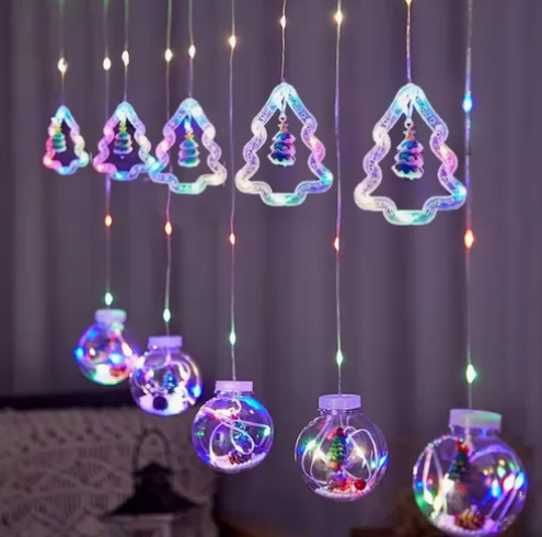 Cortina Navidad Bolas y Arboles 3m USB