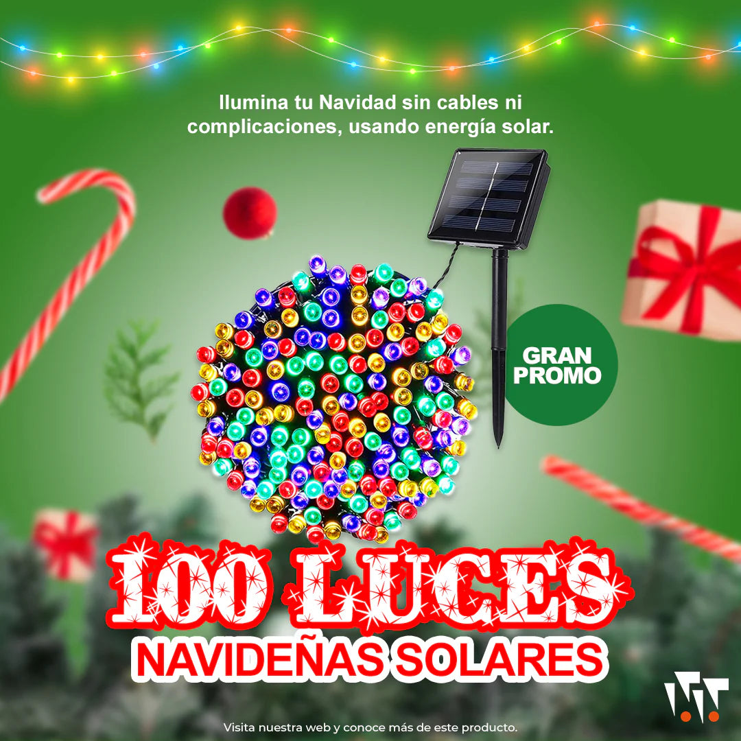 Luz Lineal Navidad Panel Solar 10Metros